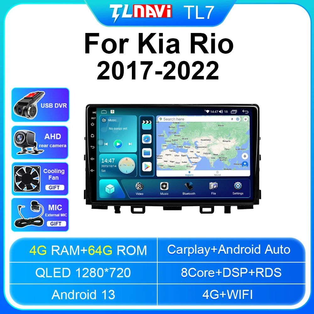 Autoradio stereo Android Auto da 9" per Kia Rio 2017-2022