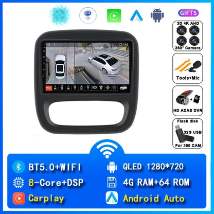 Autoradio Android 14 da 9" con CarPlay per Renault Trafic 3 2014-2021, Opel Vivaro B, 2014-2018