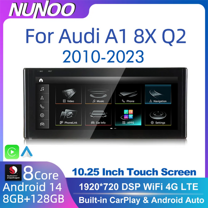 Android 14 CarPlay Doppio Din 10.25" per Audi A1 Q2