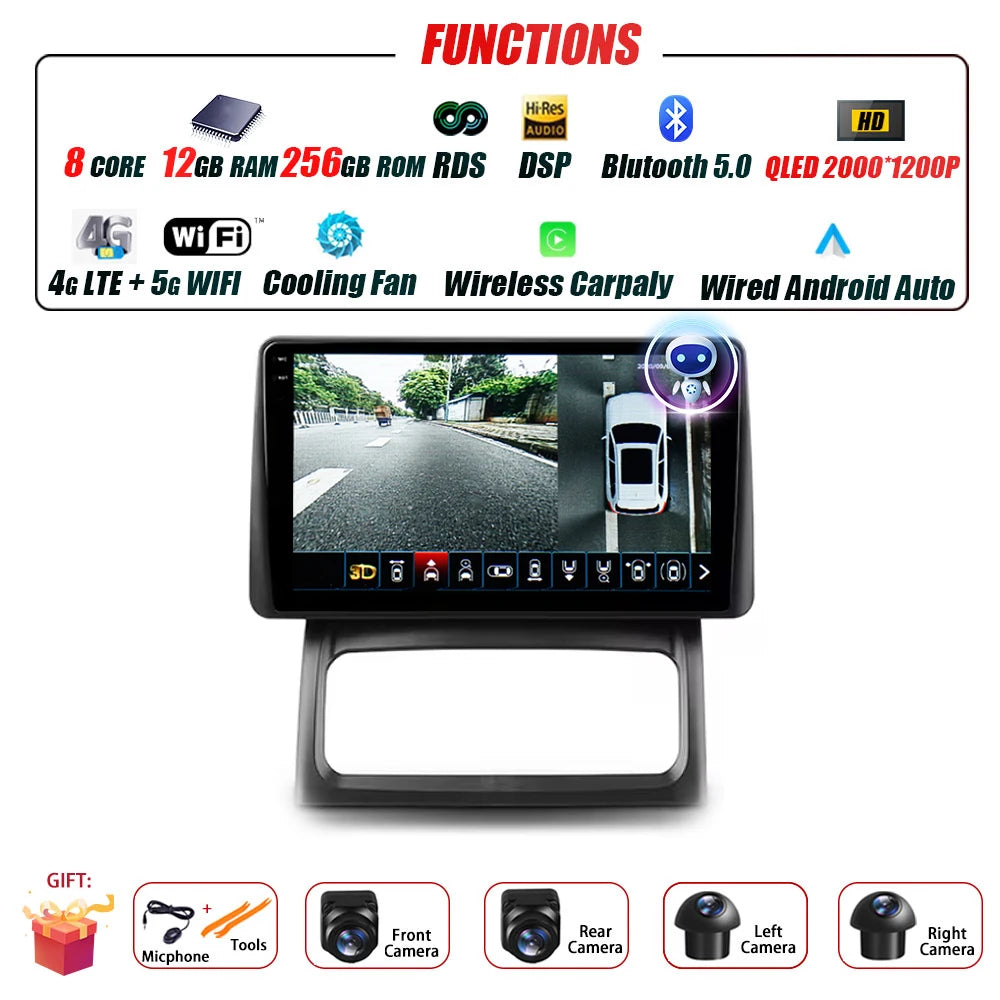 Autoradio 9" 1DIN CarPlay per Renault Clio 2001-2012