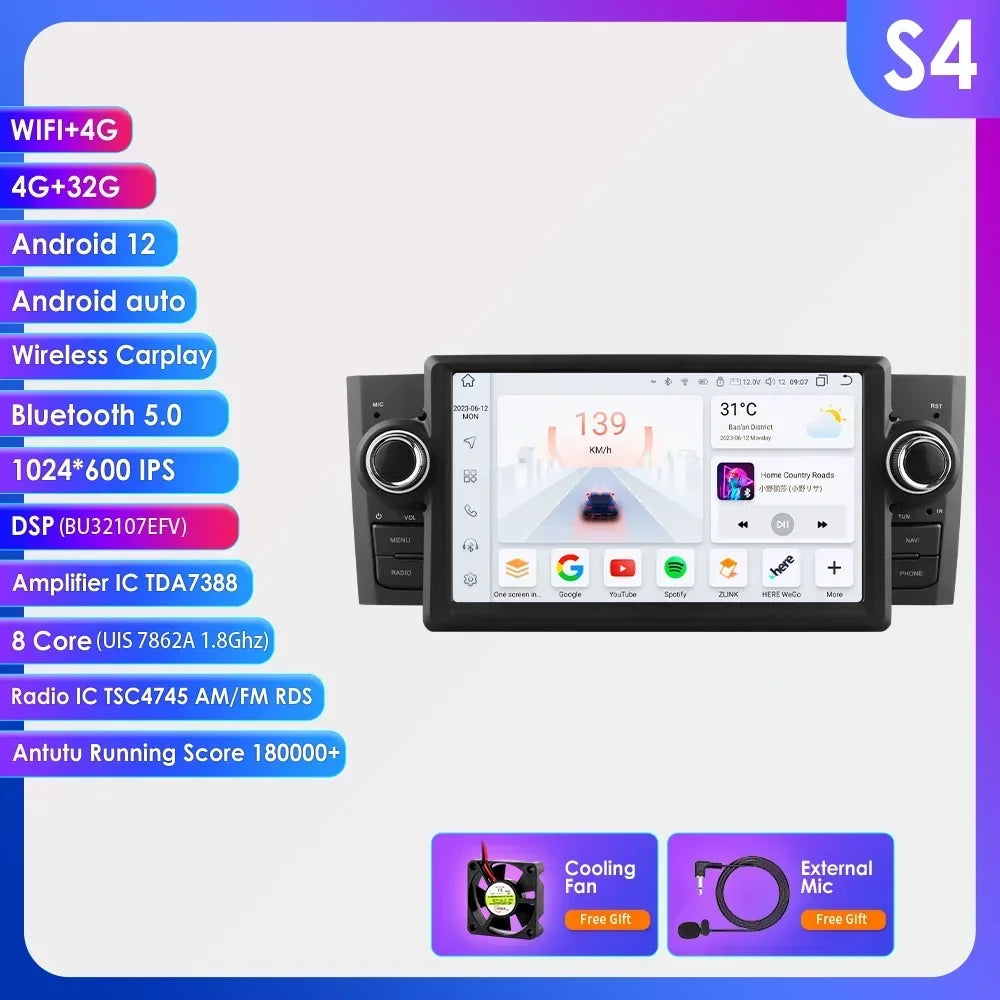 CarPlay e Android Auto 7" per Fiat Grande Punto 2007-2012