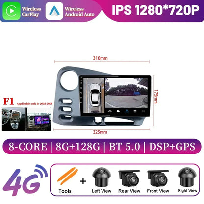9" Android 14 CarPlay for Toyota Matrix 2003-2008 and Pontiac Vibe 2003-2004