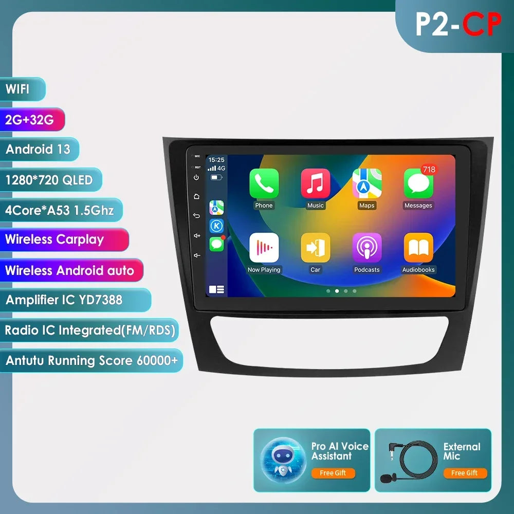 Autoradio Android 12, 9" para Mercedes E-class 2002-2009