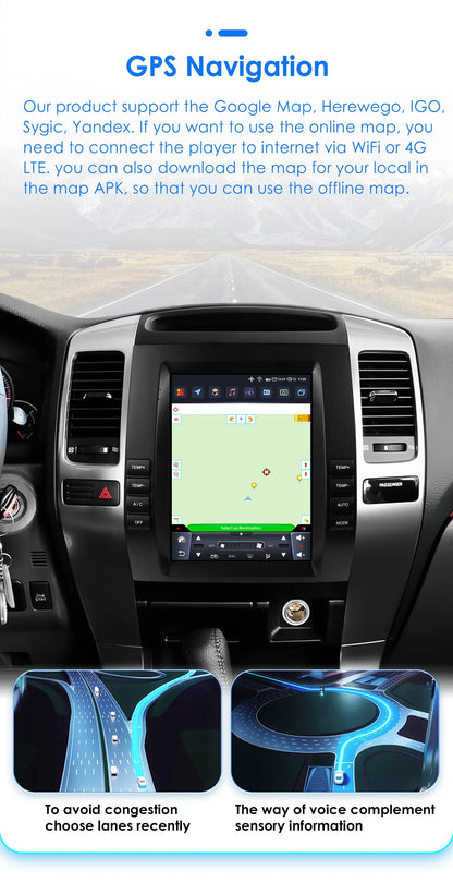 Autoradio Android 13 da 9,7" Double Din per Land Cruiser Prado 120 / Lexus GX470 2002-2009