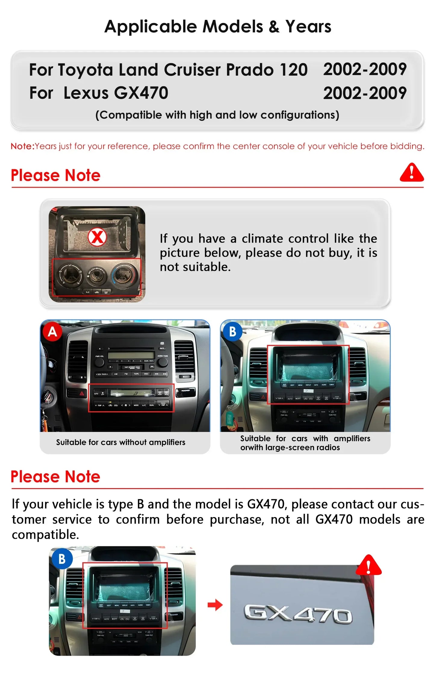 Autoradio Android 13 da 9,7" Double Din per Land Cruiser Prado 120 / Lexus GX470 2002-2009