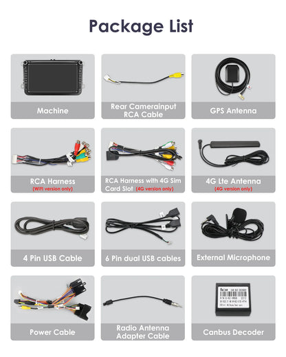 Car radio 8" Android 13 for VW Golf, Passat B7, Polo, Tiguan
