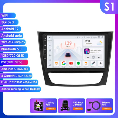 Autoradio Android 12, 9" para Mercedes E-class 2002-2009