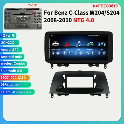 Autoradio 10.25" 2 Din Android CarPlay per Mercedes-Benz Classe C W204 S204 2008-2010
