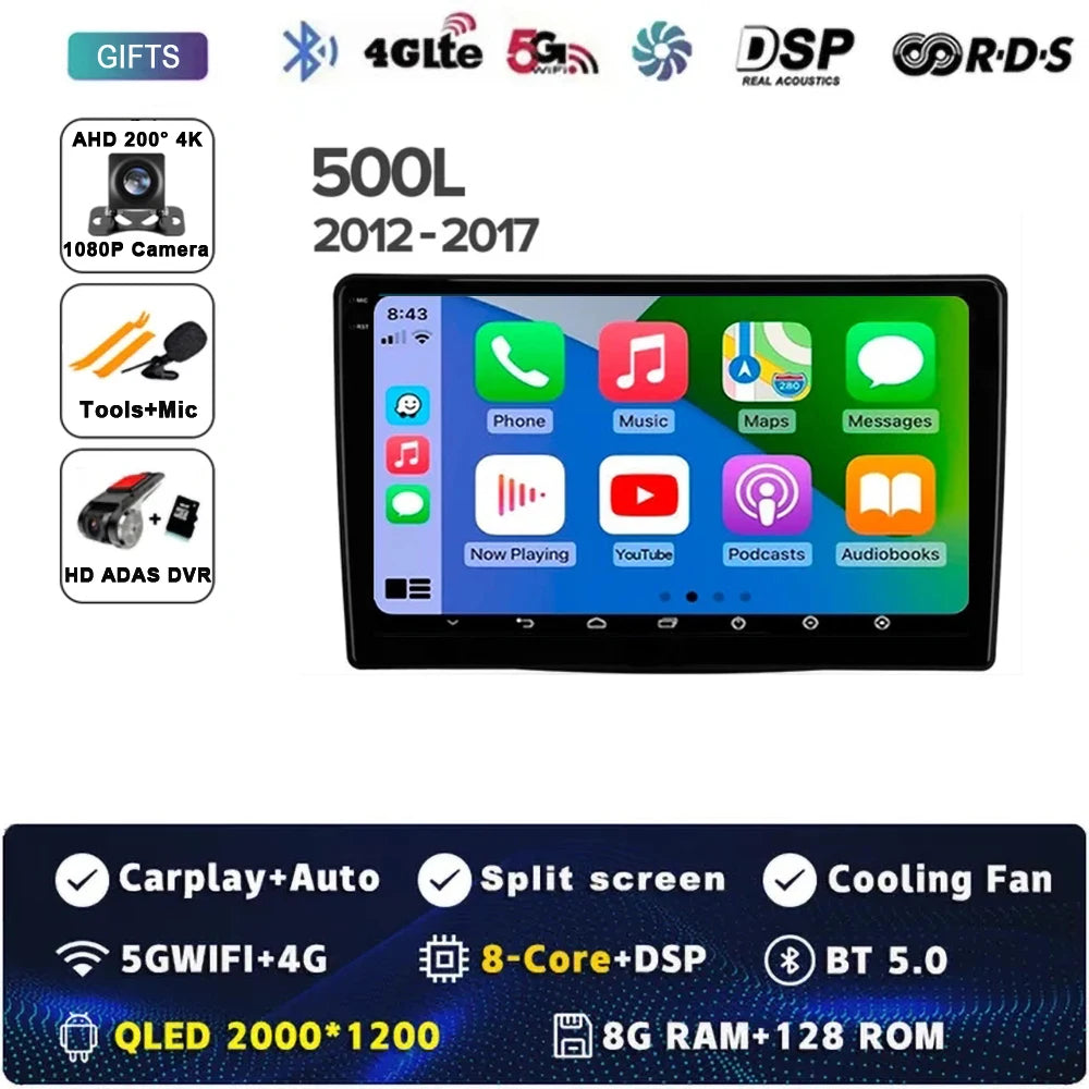 10.1" 2DIN Car Stereo for Fiat 500L/Egea/Doblo 2012-2017