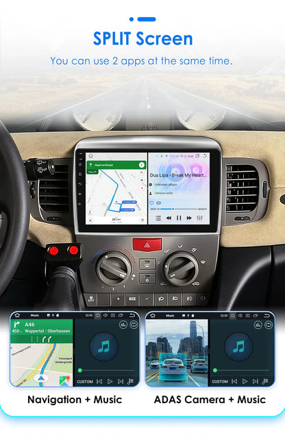 Autoradio 9" 2DIN Android 13 para Lancia Ypsilon 2006-2011