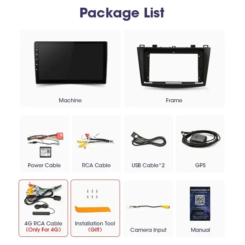 Stereo Mazda 3 2009-2013, 9" Android 12 Double Din, GPS Navigation