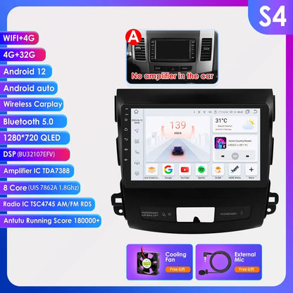 Car radio 9" 2 DIN for Mitsubishi Outlander 2005-2011