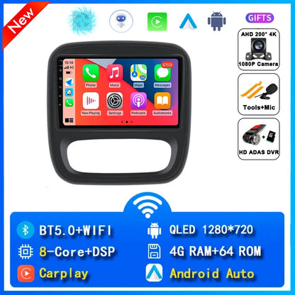 Autoradio Android 14 da 9" con CarPlay per Renault Trafic 3 2014-2021, Opel Vivaro B, 2014-2018