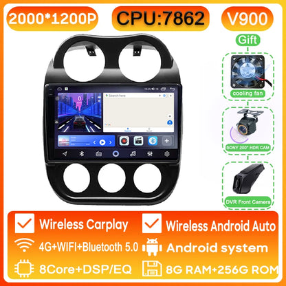 Autoradio Android 13 10" 1DIN para Jeep Compass/Patriot 2011-2017