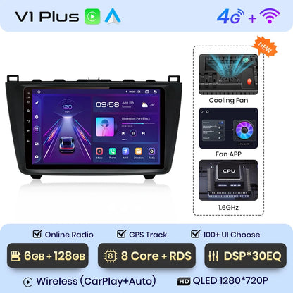 Car radio 9" 2DIN Android 12 for Mazda 6 2007-2012