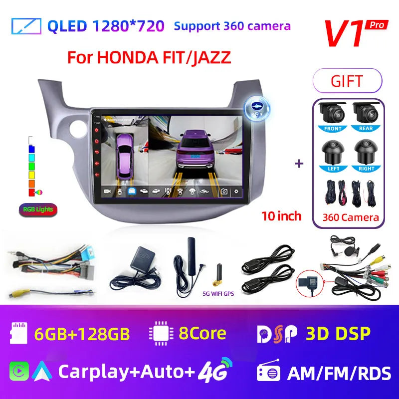 Car radio Honda Fit Jazz 2008-2013 10" Android 12 Double Din