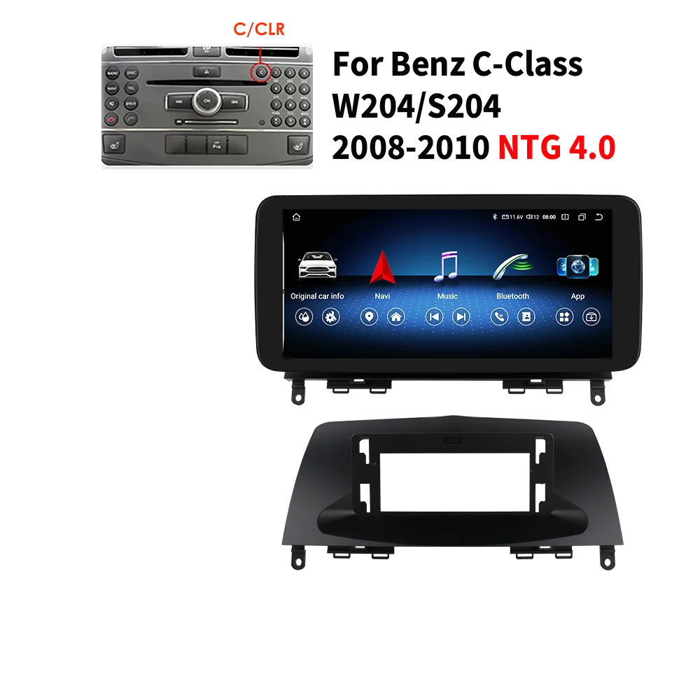 Autoradio 10.25" 2 Din Android CarPlay per Mercedes-Benz Classe C W204 S204 2008-2010