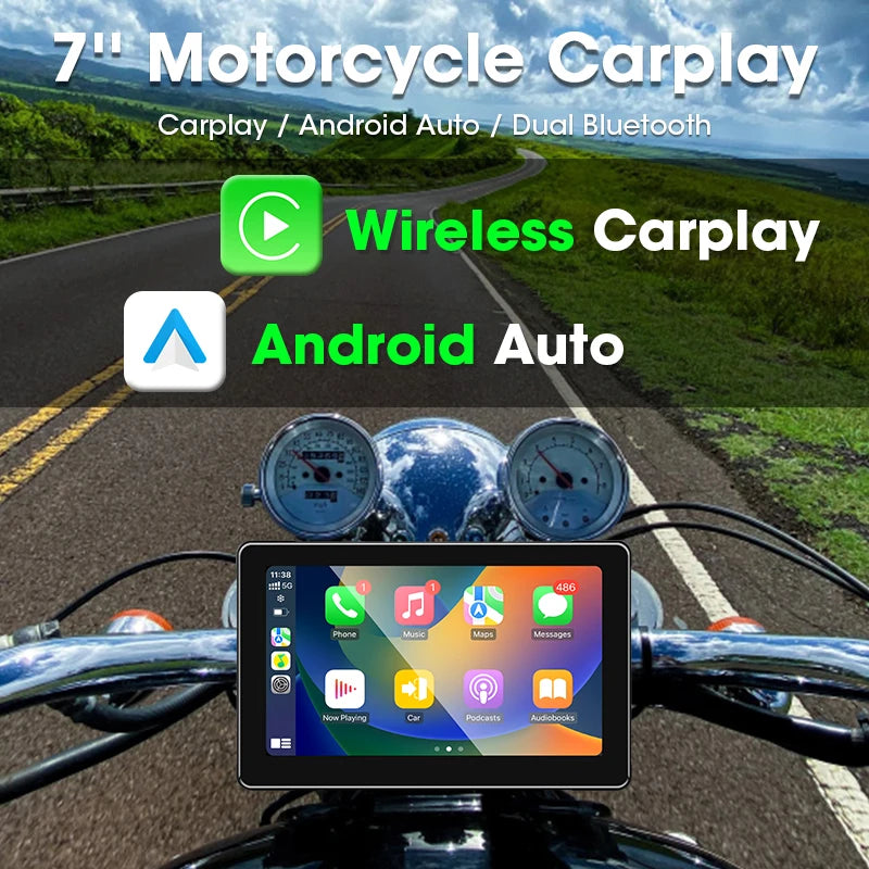 Radio Moto 7" IPX7 CarPlay Android Auto Din