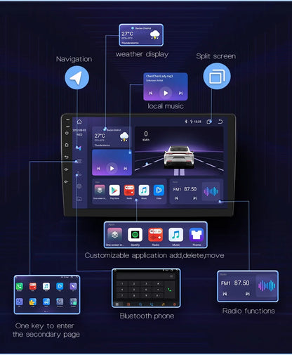 OSSURET 7" 2 Din Android 12 CarPlay Autoradio Universale Autoradio
