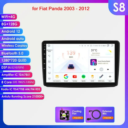 Autoradio GPS Android CarPlay da 9" per Fiat Panda 2003-2012