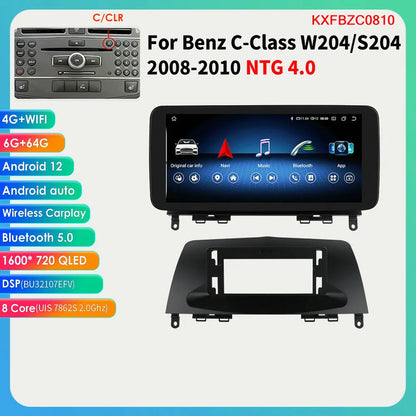 Autoradio 10.25" 2 Din Android CarPlay per Mercedes-Benz Classe C W204 S204 2008-2010