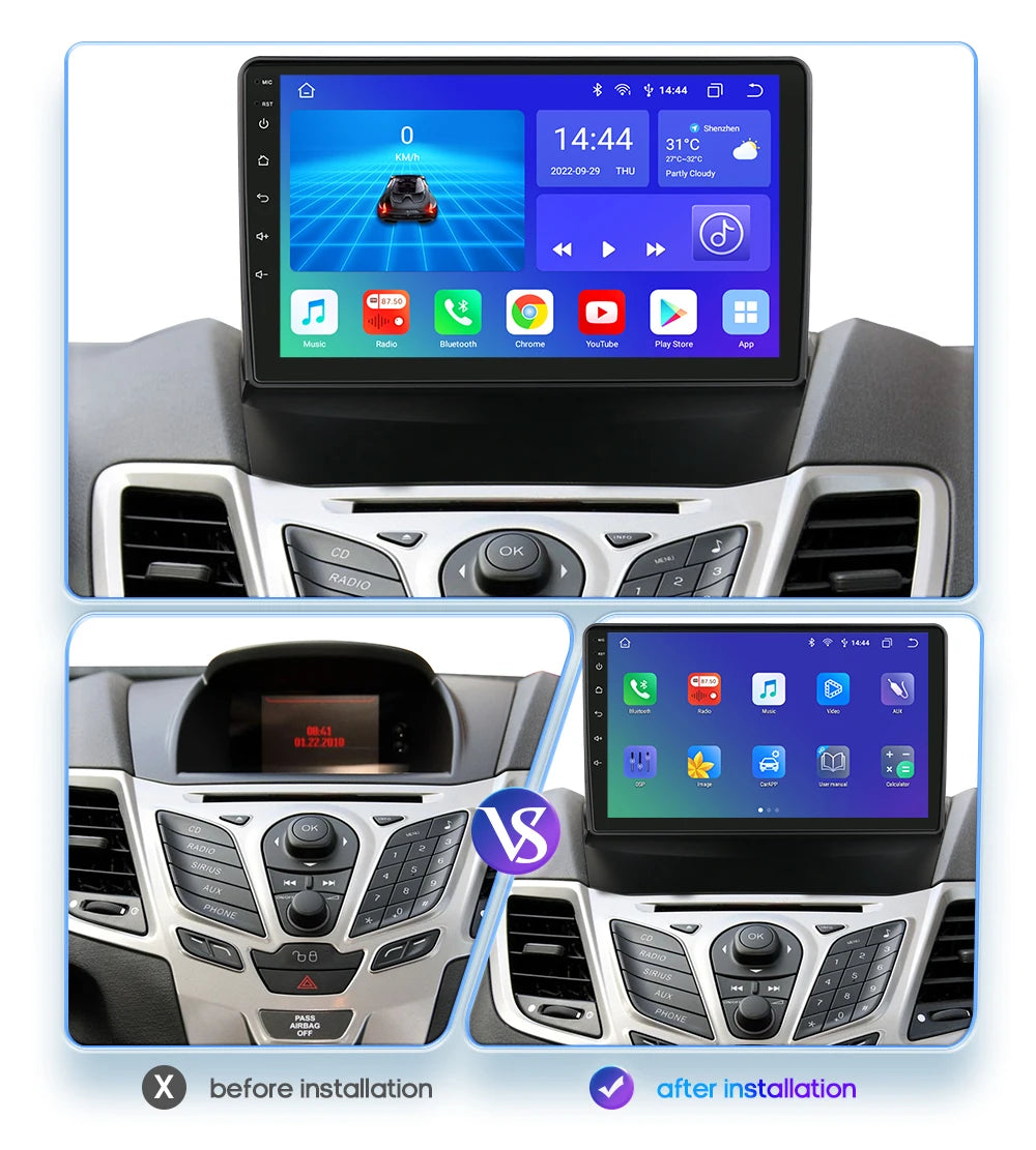9" Double Din Android Car Stereo for Ford Fiesta 2009–2017