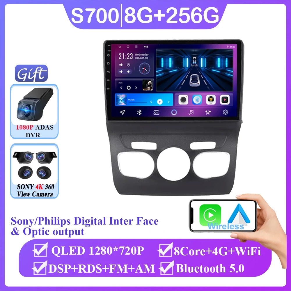 Android 10" Double Din car radio for Citroën C4 2013-2016