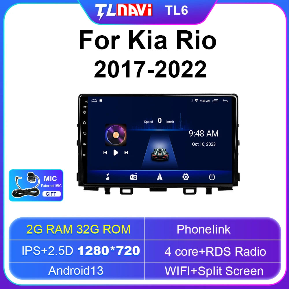 Autoradio stereo Android Auto da 9" per Kia Rio 2017-2022