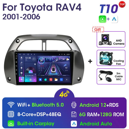 9” 2 Din Android car radio for Toyota RAV4 2001–2006