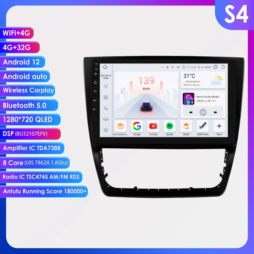 Autoradio 10.1" 2DIN para Skoda Yeti 2009-2014 con CarPlay y Android Auto