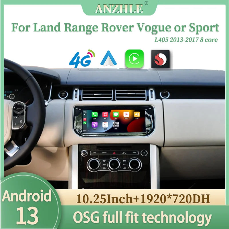Android 13 10.25" 1 Din car radio for Range Rover Vogue/Sport 2013-2017