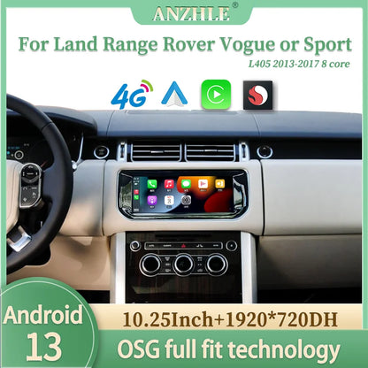 Android 13 10.25" 1 Din car radio for Range Rover Vogue/Sport 2013-2017