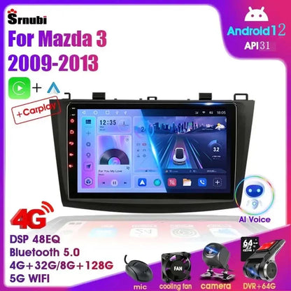 Stereo Mazda 3 2009-2013, 9" Android 12 Double Din, GPS Navigation