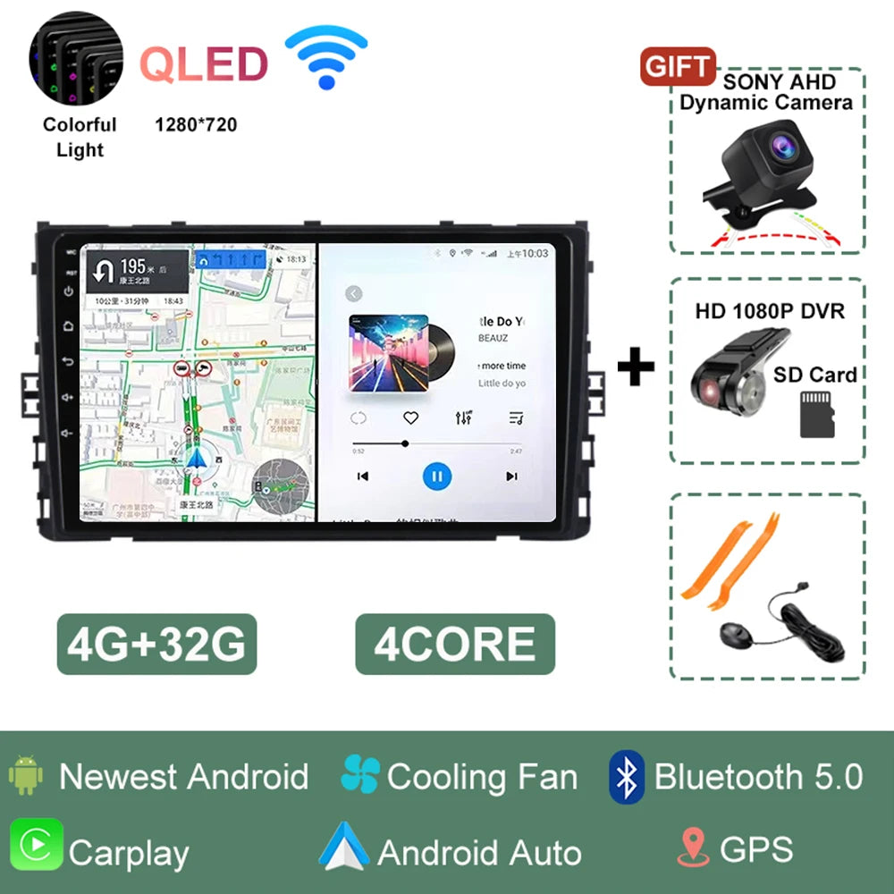 Radio multimediale 9" Double Din per Volkswagen T-ROC/T-Cross/Polo 2018-2020