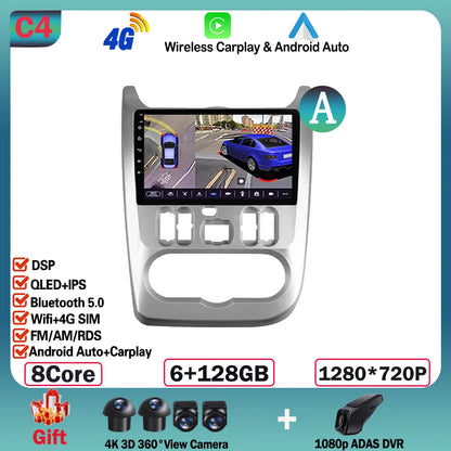 Android 13, 9" One Din, per Dacia Duster 2009-2015