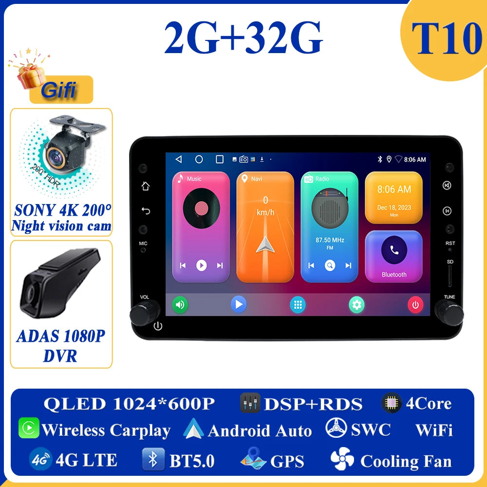 Android 13 7" 1DIN Car Stereo for Alfa Romeo Spider/159/Brera 159 Sportwagon - CarPlay, GPS &amp; More
