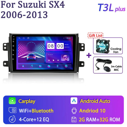 Srnubi 9" Android Autoradio, 2 Din, CarPlay per Suzuki SX4 2006-2014