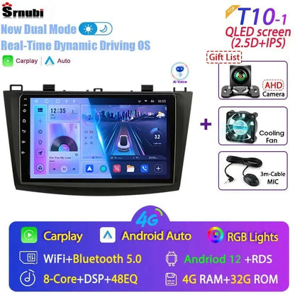 Stereo Mazda 3 2009-2013, 9" Android 12 Double Din, GPS Navigation
