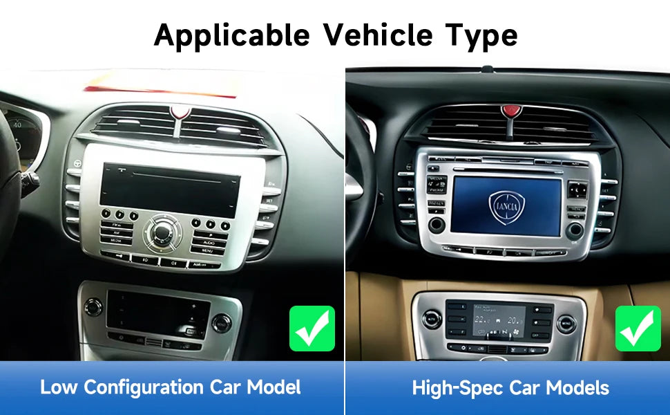 Car radio 9" 1DIN Android 14 for Lancia Delta 2009-2019