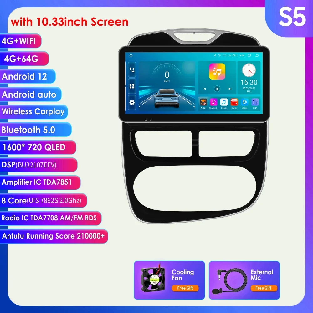 Autoradio 2DIN Android 10 CarPlay per Renault Clio 2012-2016
