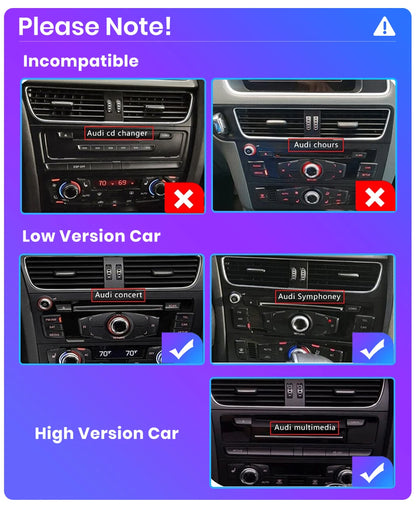 CarPlay Android Auto 8.8" 1 Din for Audi A4L 2009-2016