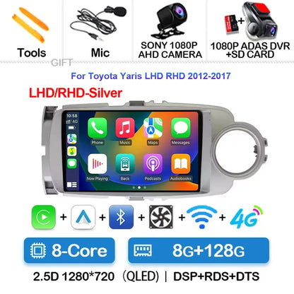 Radio Carplay Android 14 Toyota Yaris 2012-2017 9" GPS WiFi