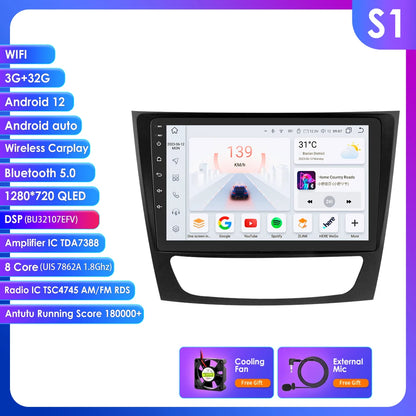 Autoradio Android 12, 9" para Mercedes E-class 2002-2009