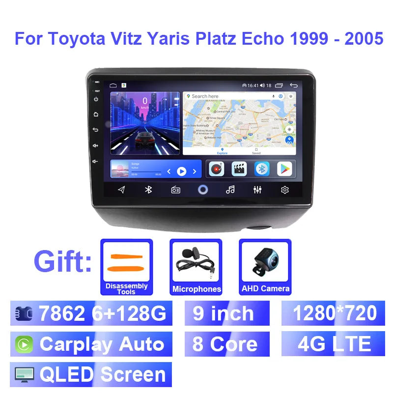 Android 13 CarPlay per Toyota Yaris 1999-2005 9" GPS