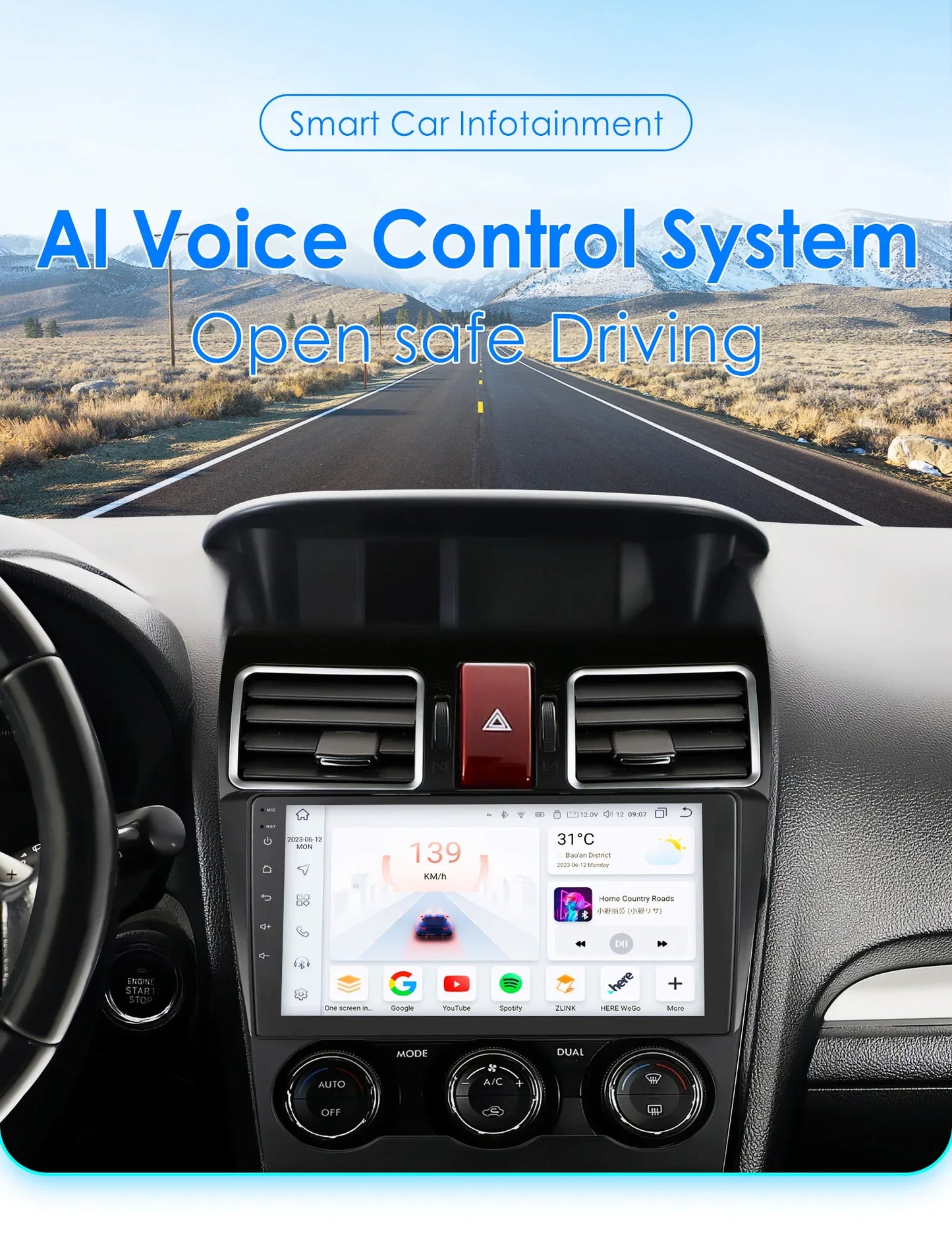 Car radio 9" 2 Din Android Subaru WRX, STI, Forester, Crosstek, Impreza 2015-2018