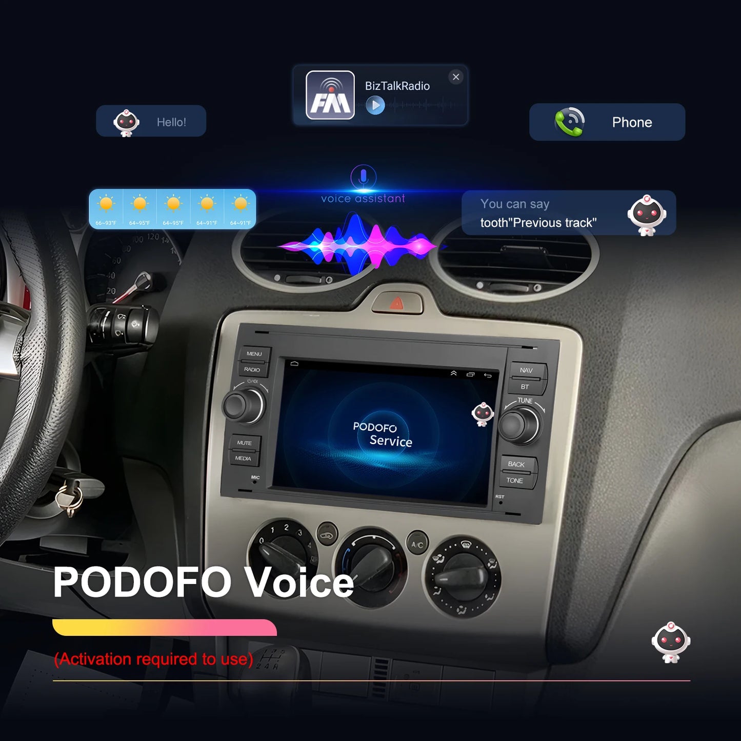 Autoradio 7" Double Din per Ford Kuga 2008-2011 - CarPlay, Android Auto, GPS e riproduzione multimediale