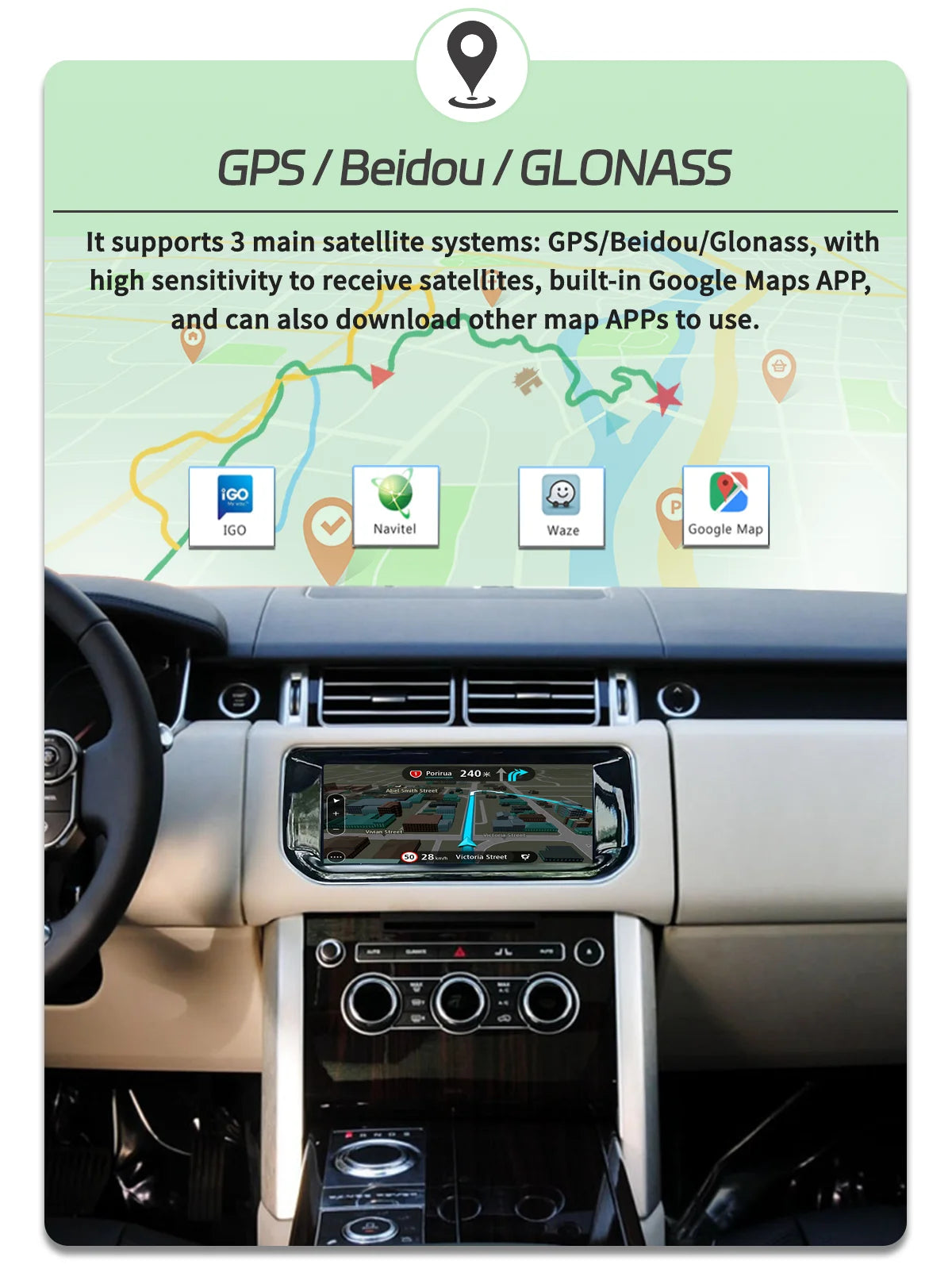 Android 13 10.25" 1 Din car radio for Range Rover Vogue/Sport 2013-2017
