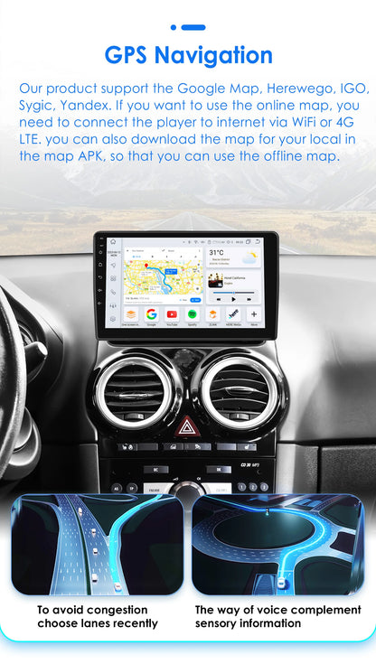 Autoradio 9'' 2Din Android 13 per Opel Corsa D 2007-2013 - CarPlay, GPS, 4G, Wi-Fi, 8 GB+128 GB