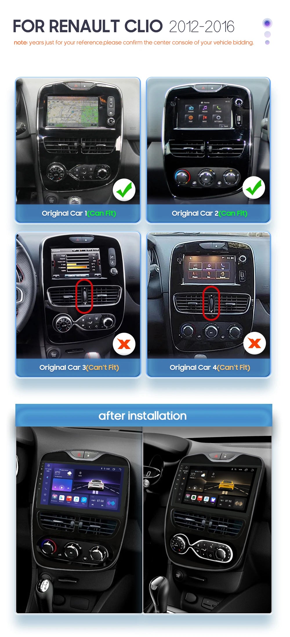 Autoradio 2DIN Android 10 CarPlay per Renault Clio 2012-2016