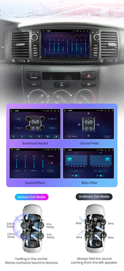 Autoradio Android 12 9" 1DIN per Toyota Corolla 2000-2006 e BYD F3 2003-2020 - CarPlay, GPS, WiFi e altro